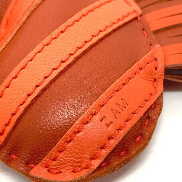 HERMES zebra Gee Gee Savannah strap Bag Charm Lambskin Leather Orange - Picture 12 of 16